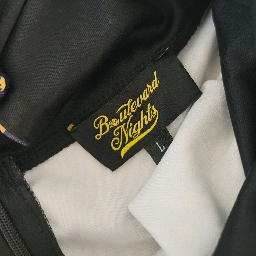 Beautiful Nights Halter Peephole Front Black & Gold Dress Size L - Picture 6 of 9